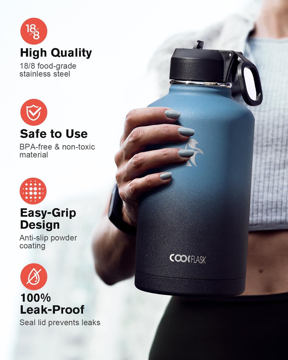 Detalle de Coolflask 64 oz Water Bottle 🥤