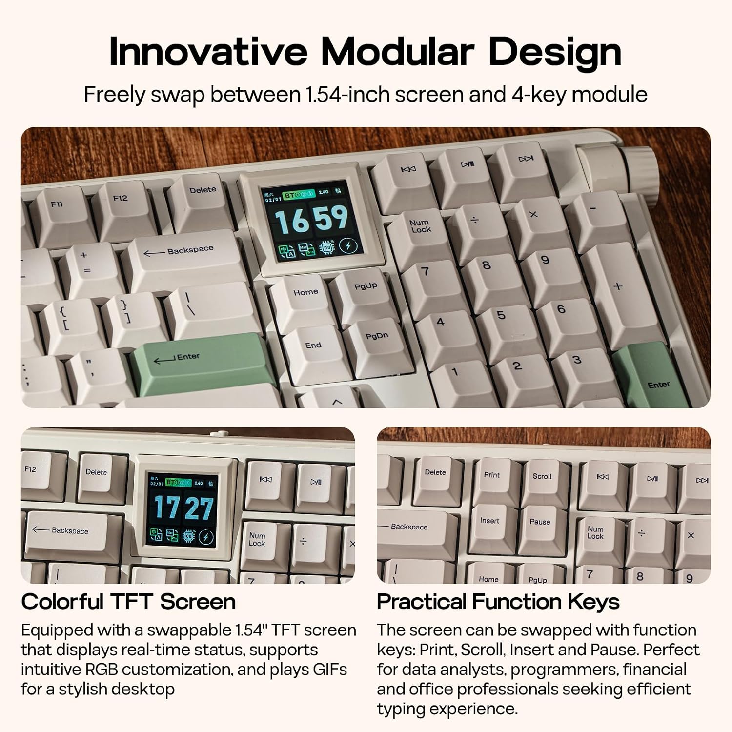 Detalle de EPOMAKER Wireless Mechanical Keyboard with 1.54-Inch Screen