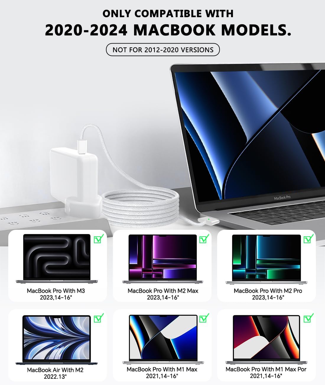 Thumbnail 6 de 140W USB-C to MagSafe 3 Charger (Magnetic 3) for MacBook Air & Pro – 6.6FT