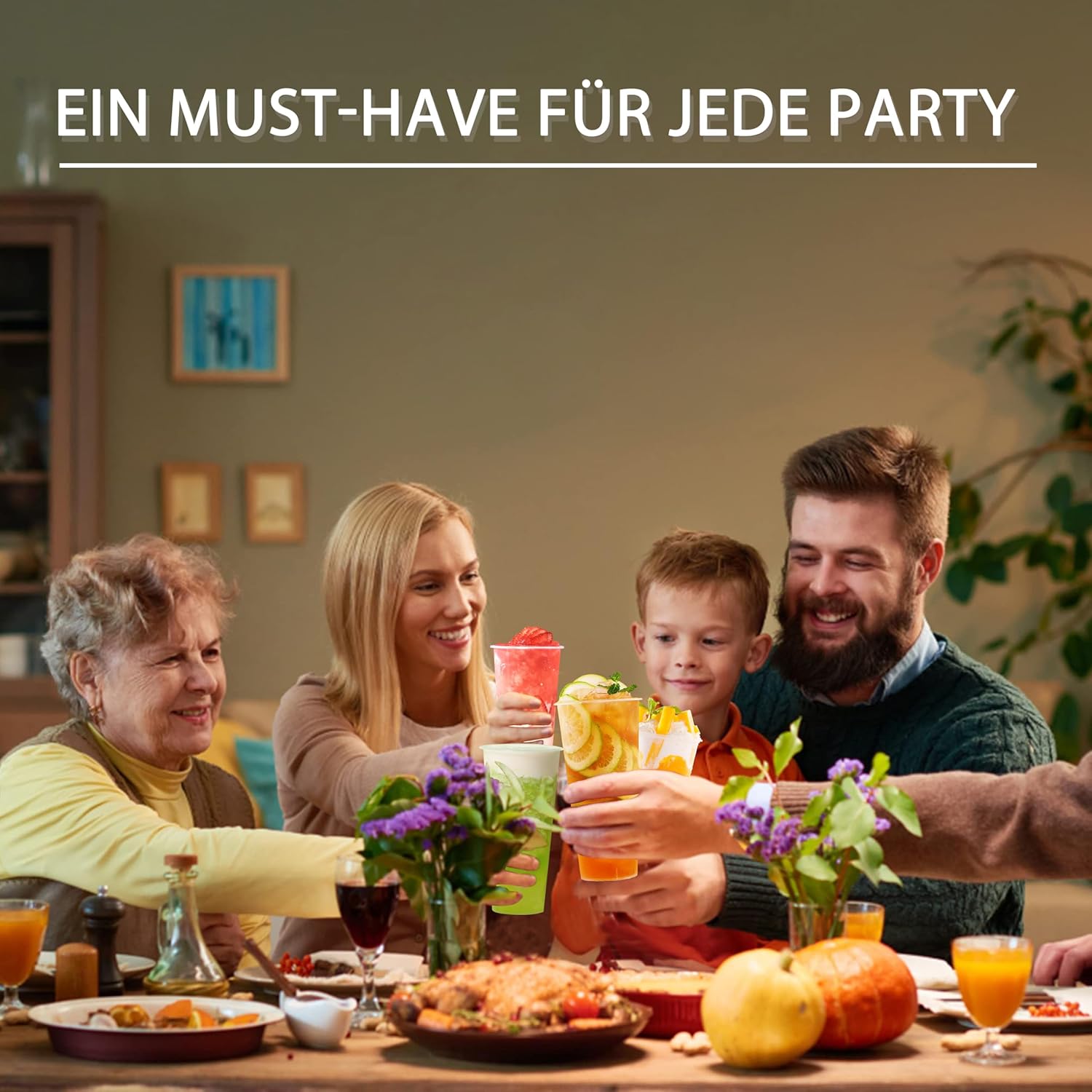 Thumbnail 2 de Xsdgi 50er Set Plastikbecher Mehrweg, matt weiß, Hartplastik Trinkbecher (ca. 500 ml / 17 OZ), spülmaschinenfest