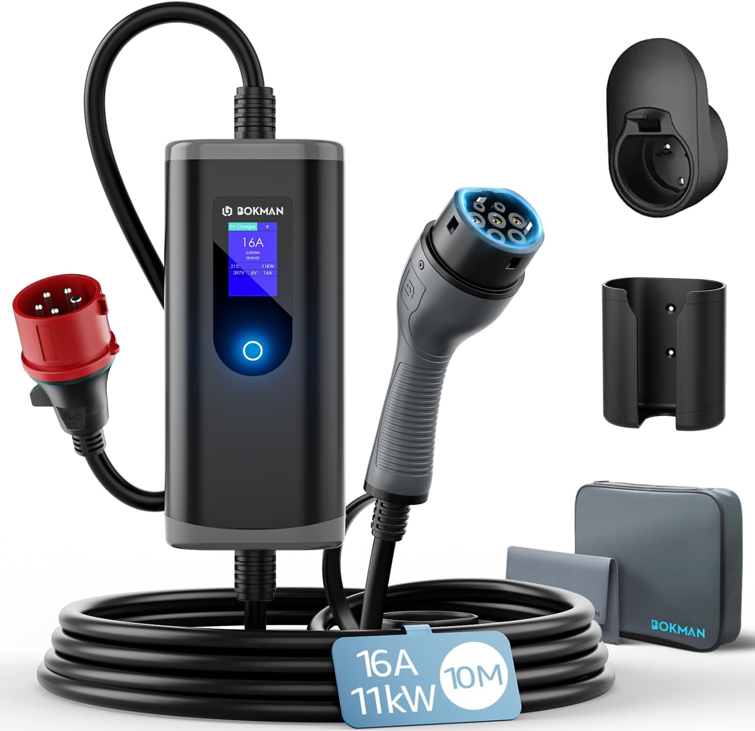 Thumbnail 6 de bokman Mobile Wallbox Typ 2 Ladekabel mit CEE Stecker – 15 m, 11 kW, IP65, tragbar
