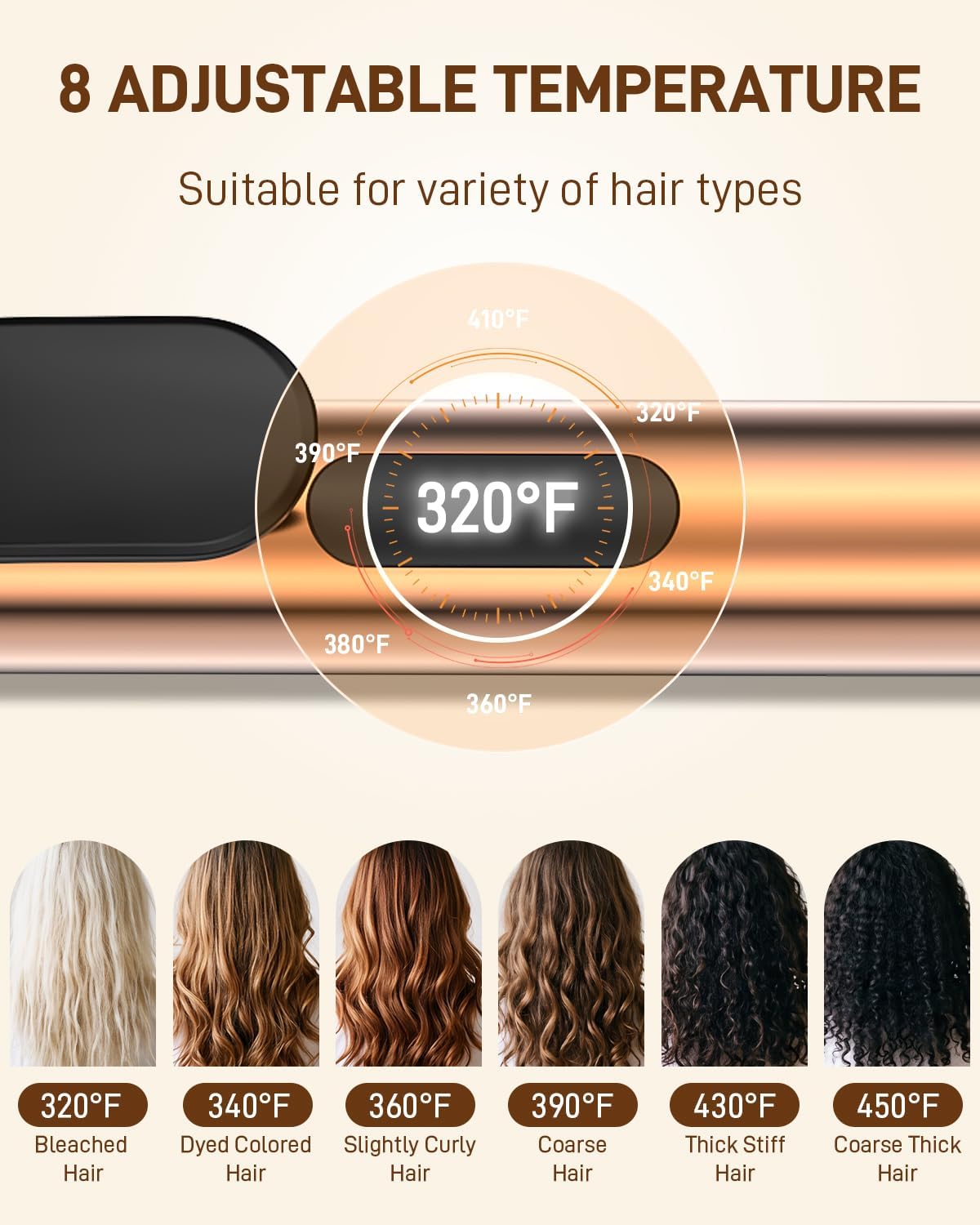 Detalle de MESCOMB 1 Inch Curling Iron for Long Hair with 6.7" Extra Long Barrel