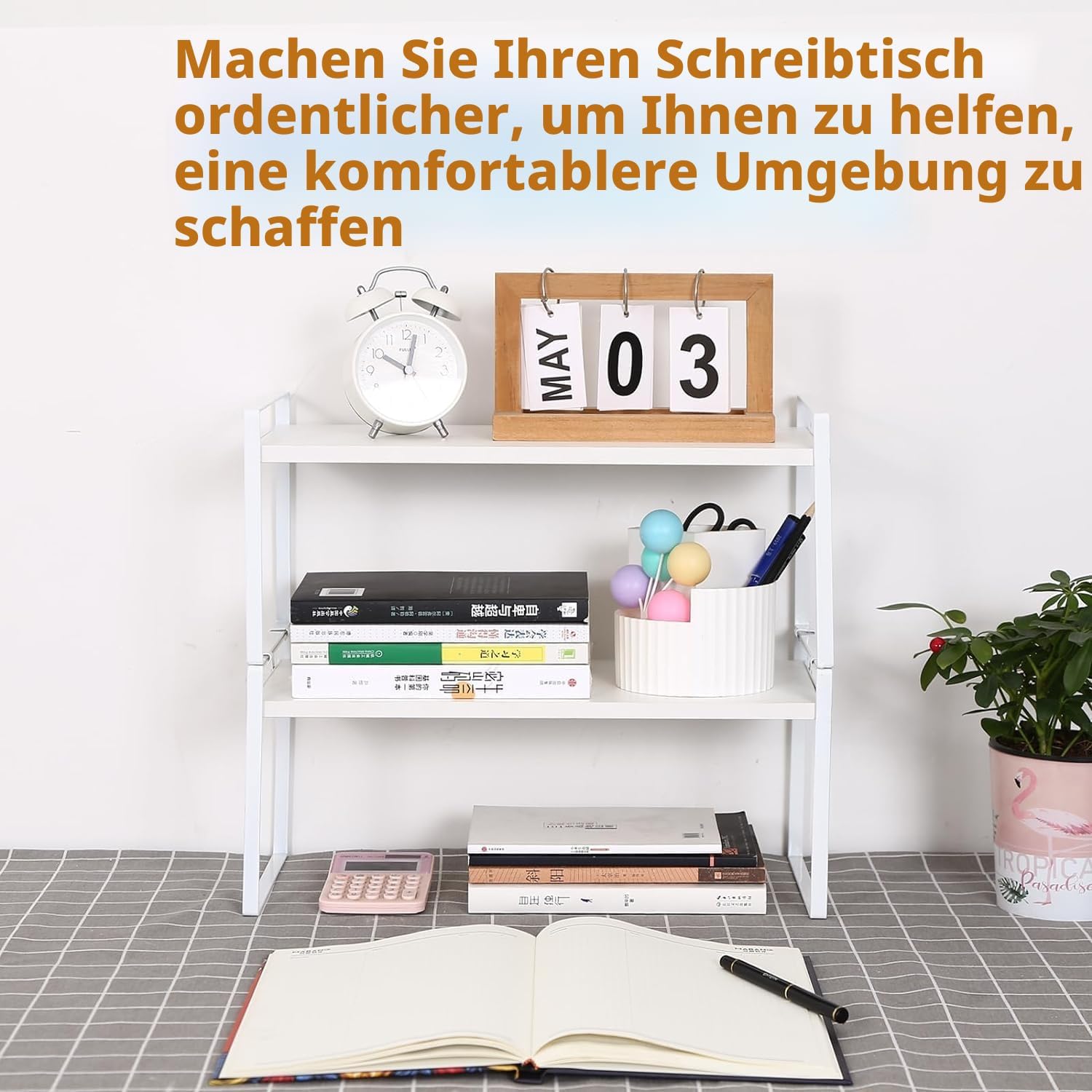 Detalle 2 de Holzschreibtischregal – Abnehmbares Regal-Set zur Organisation und Kabinendekoration