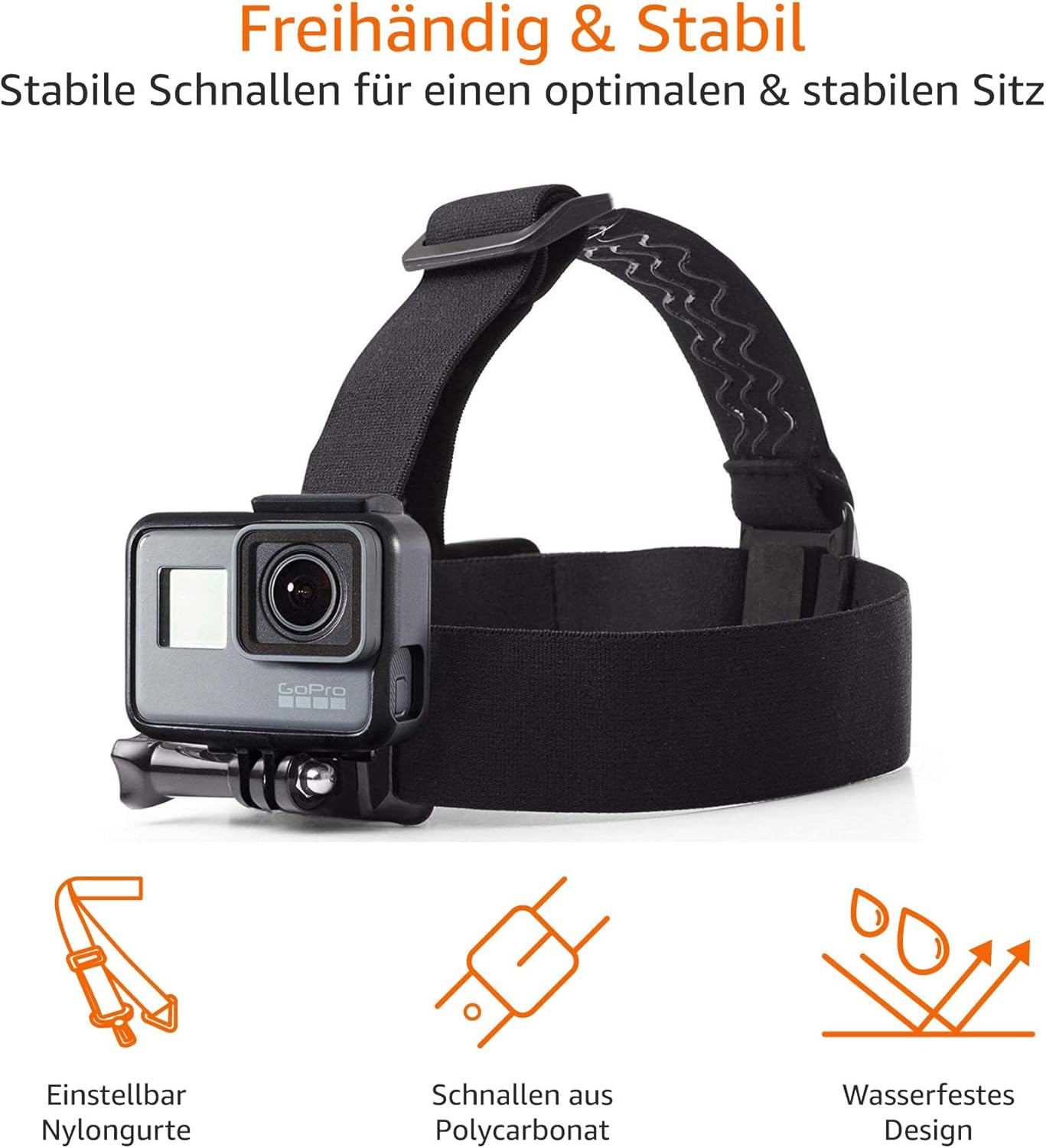 Thumbnail 3 de Amazon Basics Kopfgurt für GoPro Actionkamera (schwarz) – verstellbar für Kopf und Helm
