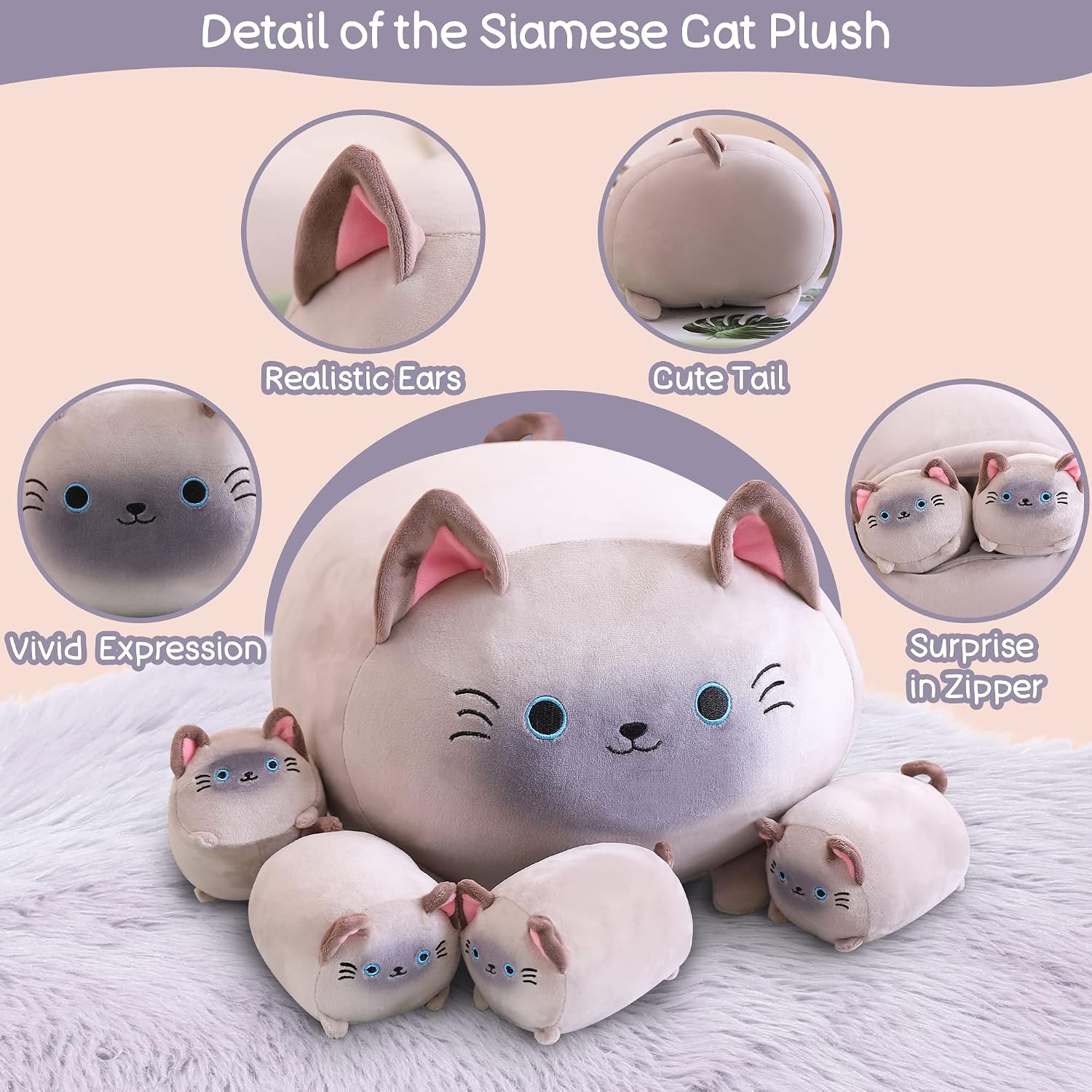 Detalle de SQEQE Siamese Cat Plush