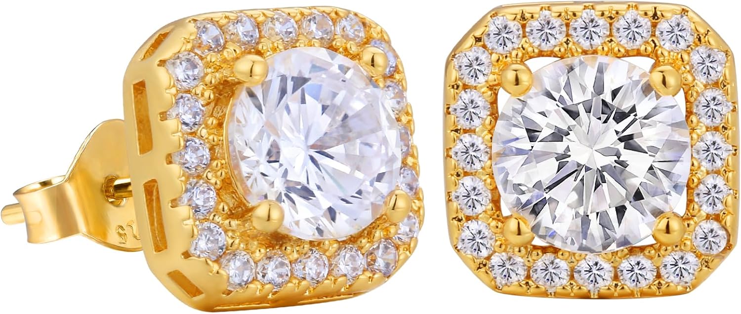 Thumbnail 6 de VEXXS Herren Ohrringe Silber 925 – 18K Gold/Weißgold beschichtet, 5A Zirkonia
