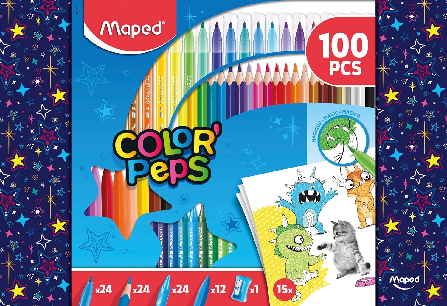 Detalle 2 de Maped Kit Color’Peps 100 pcs – Ensemble de coloriage complet et portable