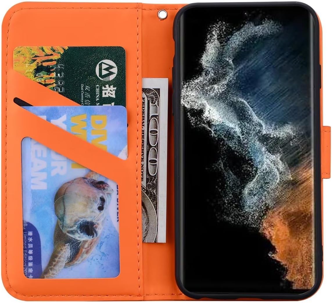 Thumbnail 2 de Ailisi Wallet Hülle für Samsung Galaxy S25 Ultra – Kartenfach, Ständer & magnetischer Verschluss (Orange, Cartoon PU Leder)