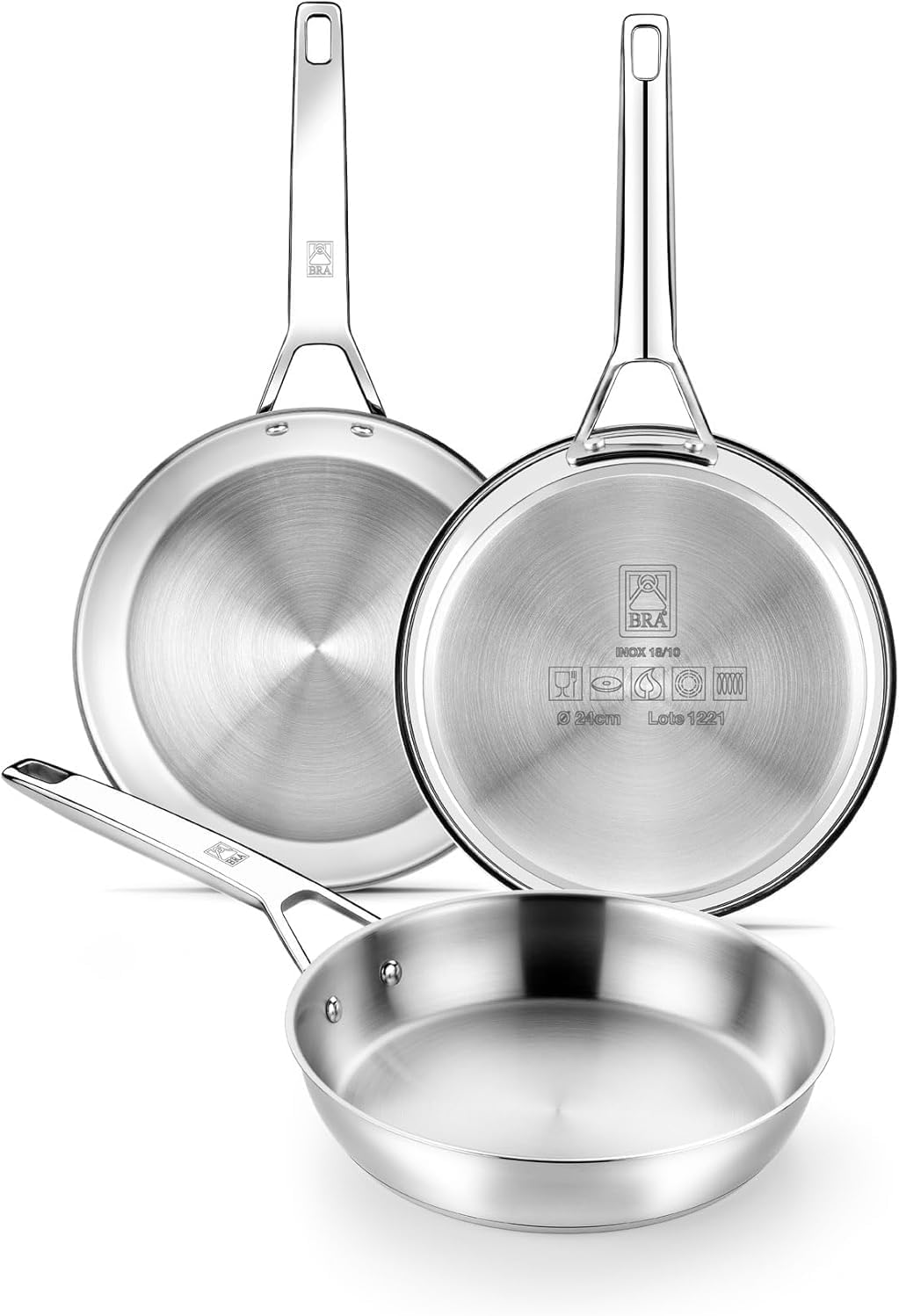 Detalle de BRA Signature Set 3 Sartenes Acero Inox.20-24-26👩