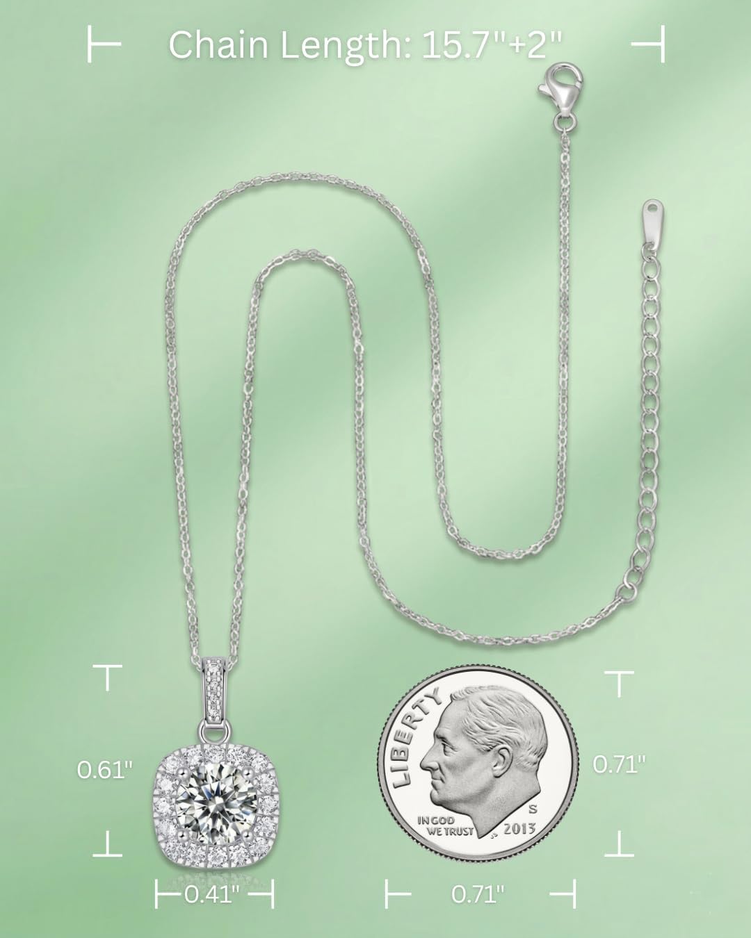 Detalle de MosDawn Moissanite Pendant Necklace, 925 Sterling Silver