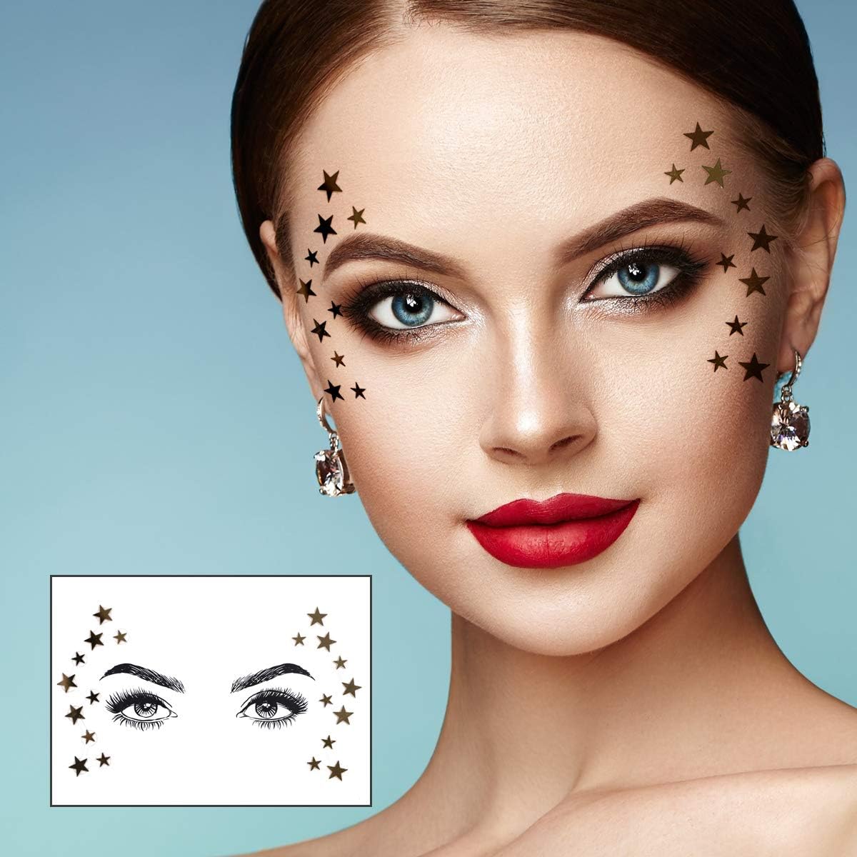 Detalle de URAQT Viso Gemme adesive con strass glitter (6 pezzi) per festival e look corpo