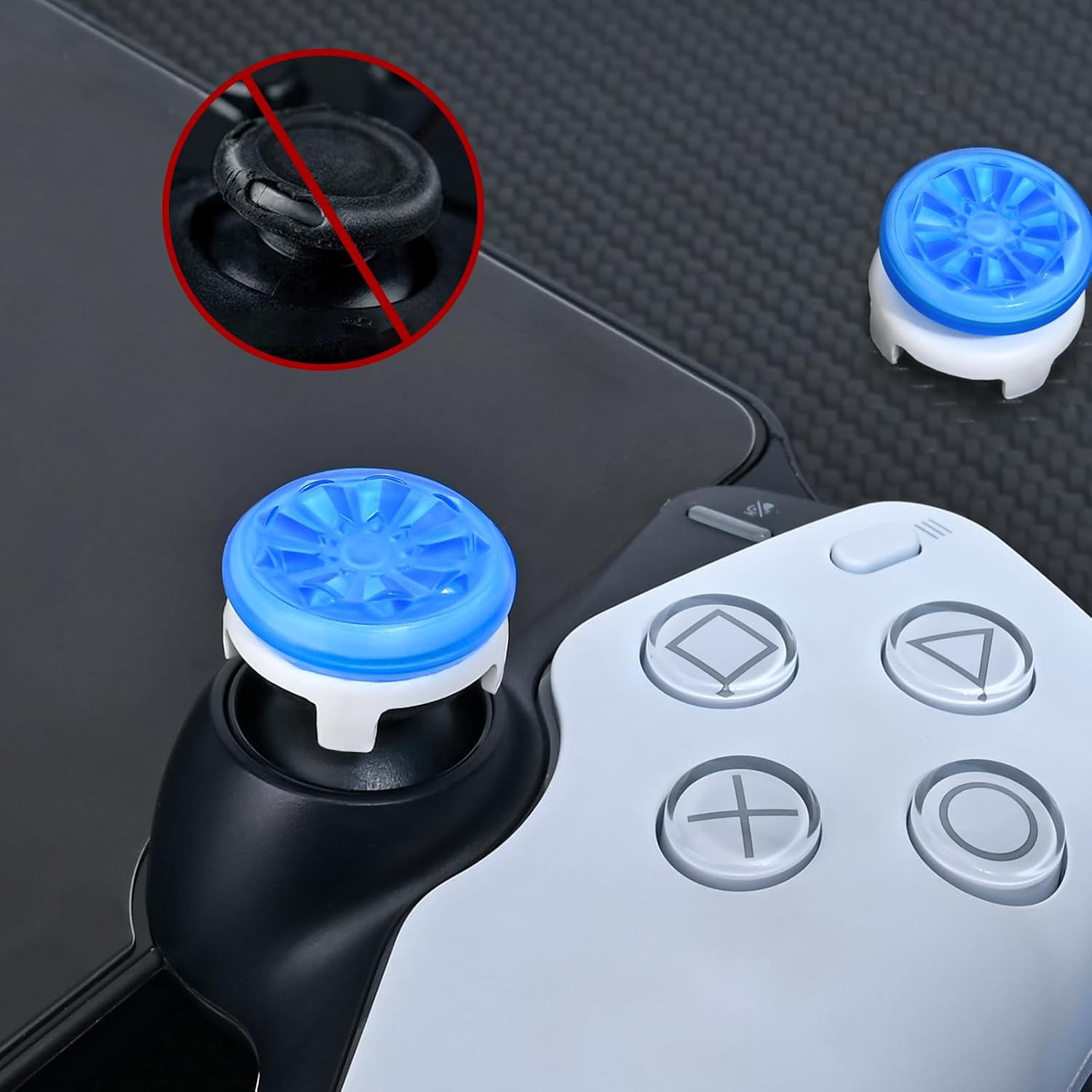Detalle de DLseego Thumb Grips for PlayStation Portal Remote Player – Silicone Mid/High-Rise, Anti-Slip (Blue)