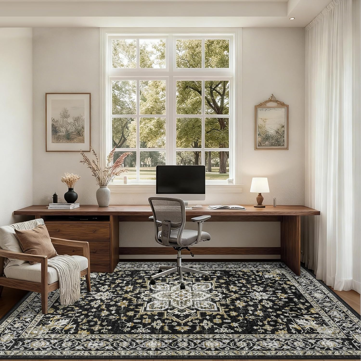 Thumbnail 4 de 10x12 Boho Medallion Area Rug — Washable, Extra Soft, Anti-Slip, Stain-Resistant