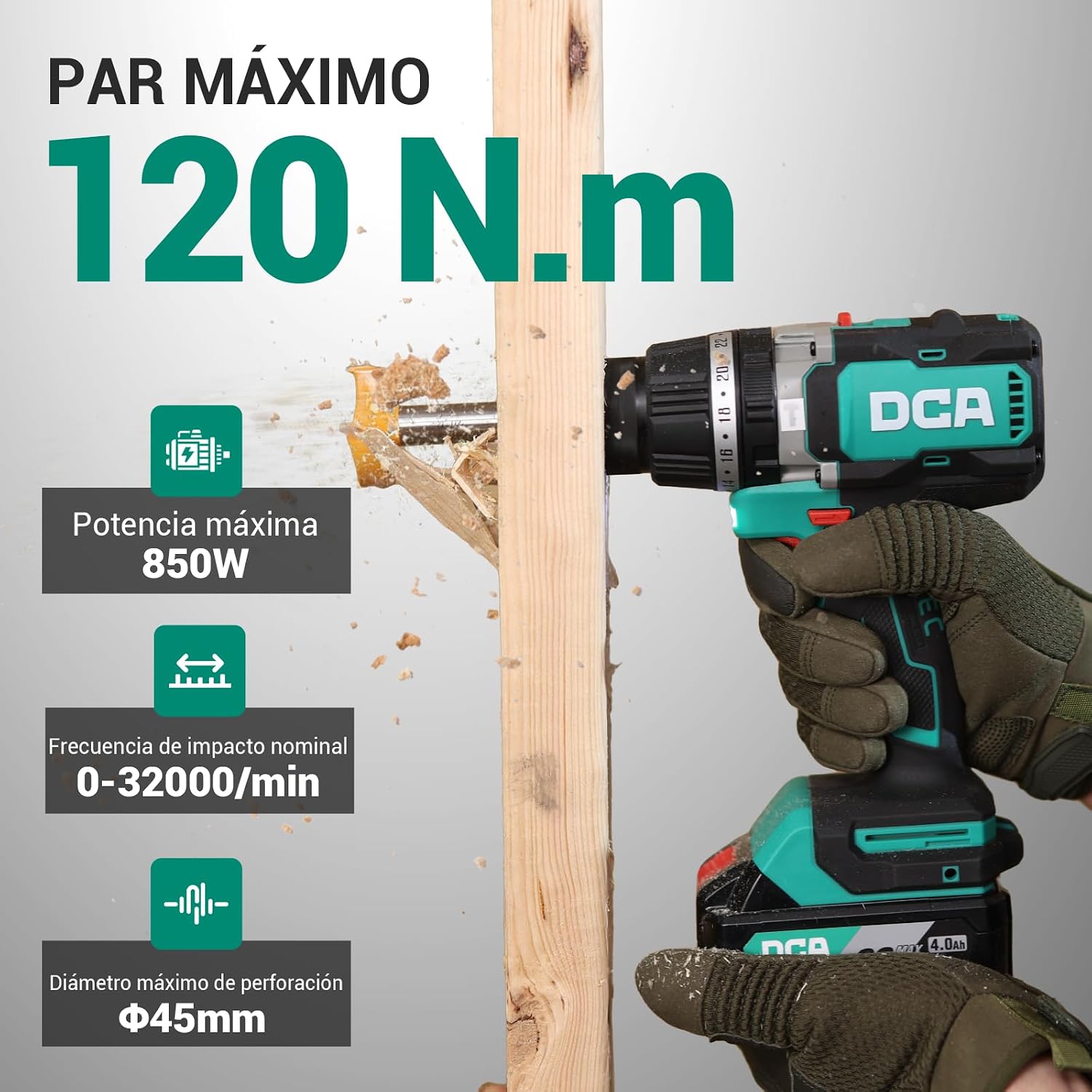 Detalle 2 de DCA Trapano Avvitatore A Percussione Brushless 20 V: potenza, versatilità e autonomia per lavori impegnativi