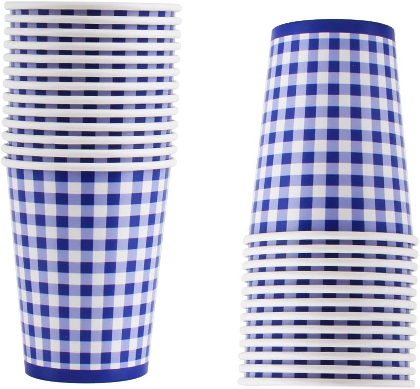 Thumbnail 5 de Gatherfun Gingham Blue and White Party Supplies — Disposable 25-Person Tableware Set with Tablecloth and Banner