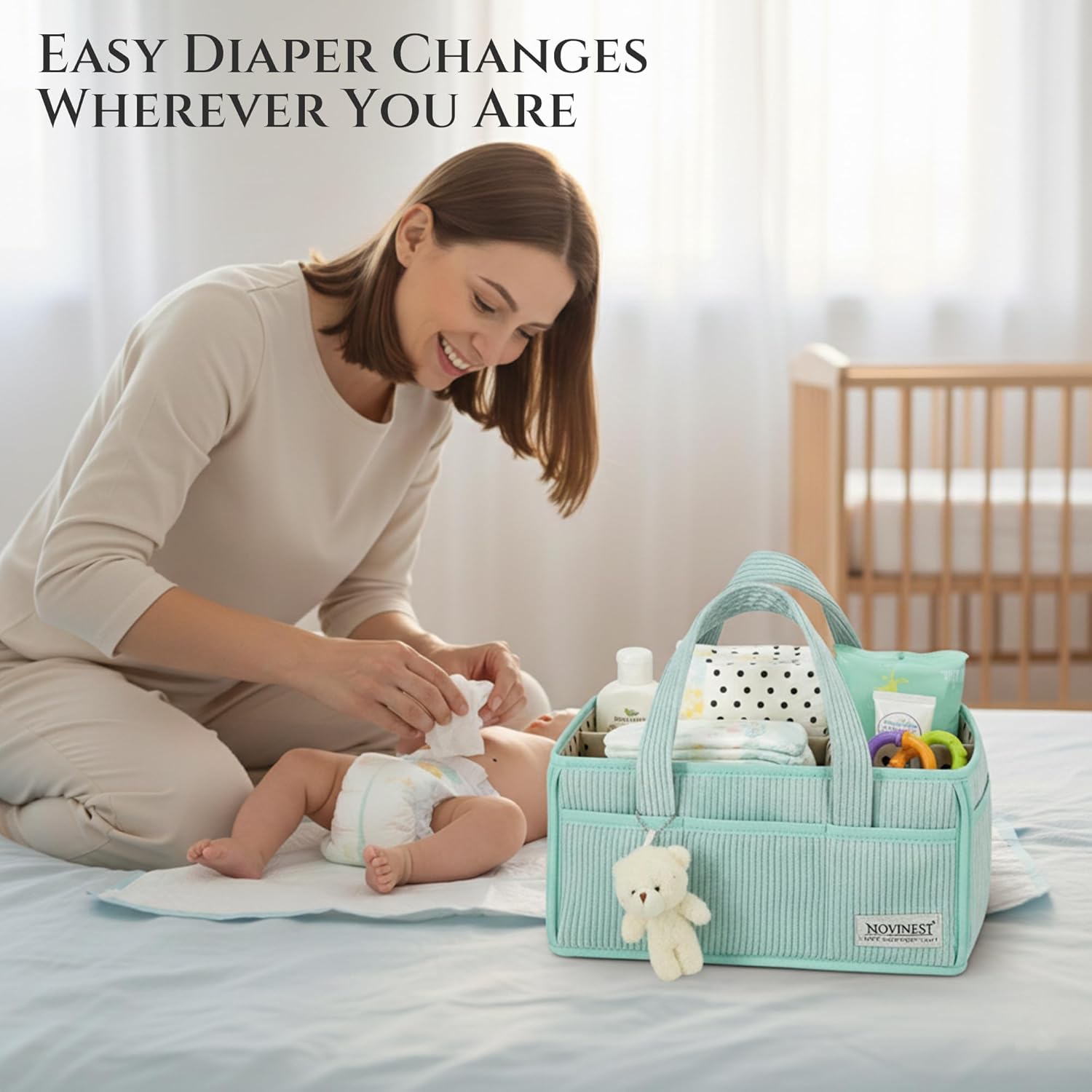 Thumbnail 2 de UPGRADED PREMIUM NOVINEST Nappy Caddy Organizer: All-in-One Nursery Storage for Home or On-the-Go