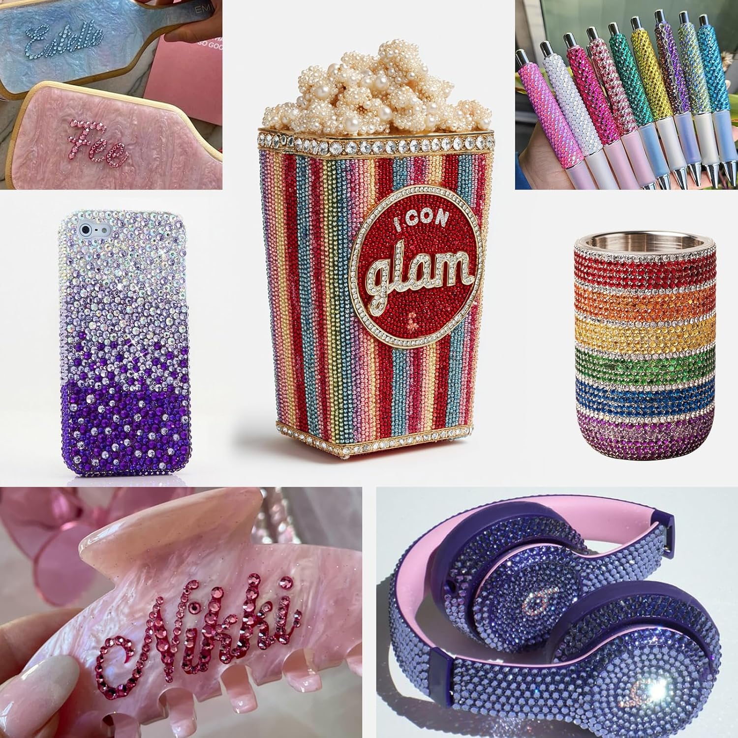 Thumbnail 6 de Canvalite Resin Bedazzling Kit: 24-Color 5mm SS20 Flatback Rhinestones with Glue, Tweezer & Pen for Nails, Clothing & Accessories