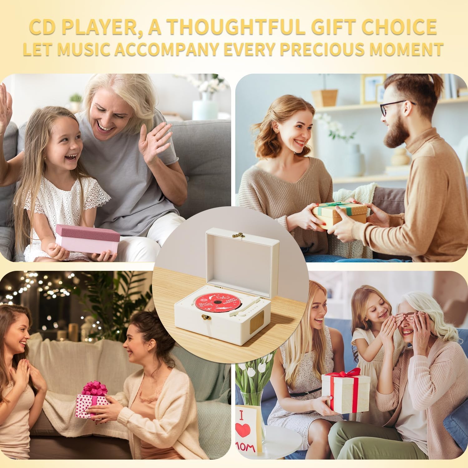 Thumbnail 6 de Yintiny Rechargeable Leather CD Player with Speakers, Bluetooth Transmitter