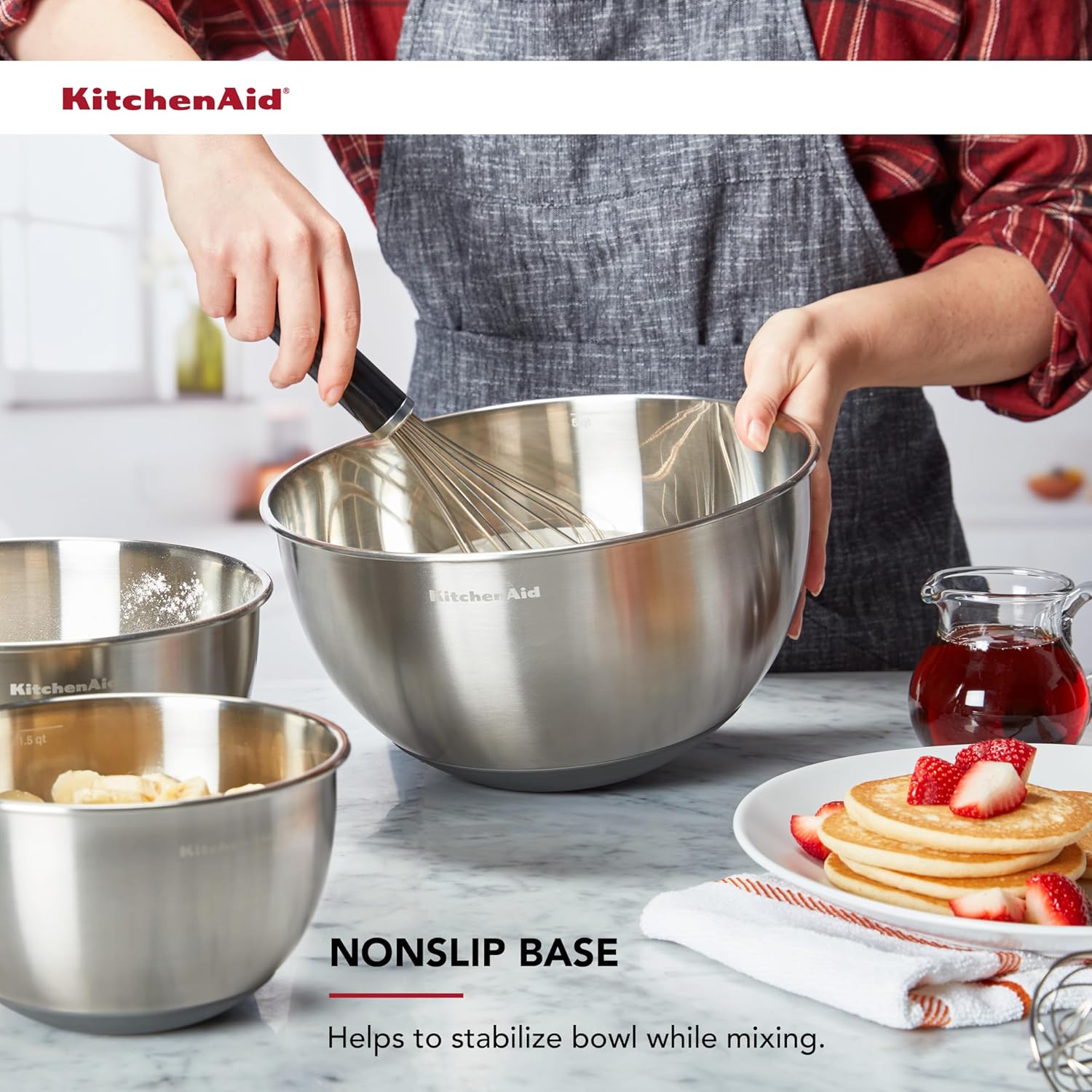 Detalle de KitchenAid Stainless Steel Mixing Bowls (Set of 3)