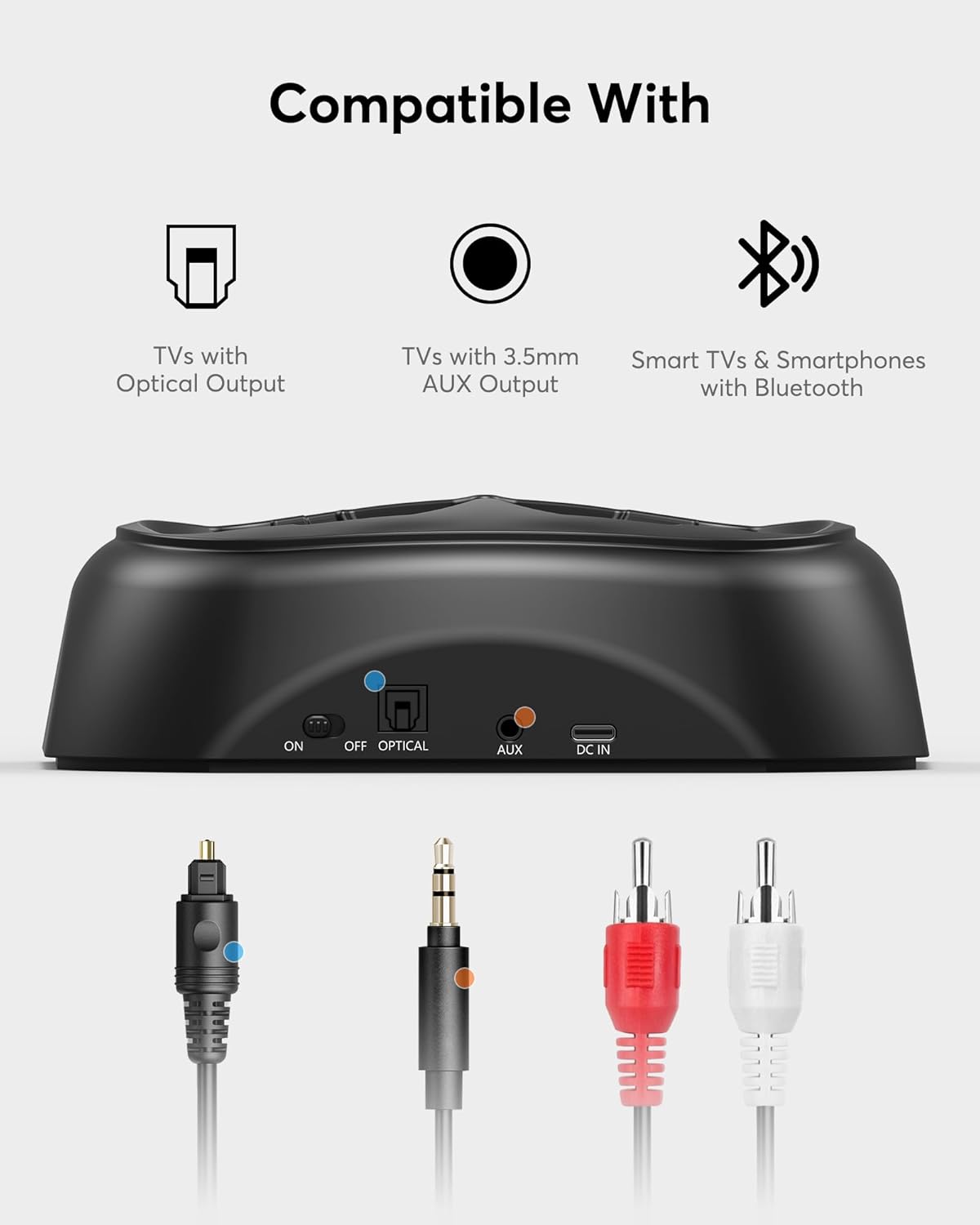 Thumbnail 1 de Doohoeek Wireless TV Headphones (AC141) with Bluetooth 5.3, Charging Dock & Digital Display