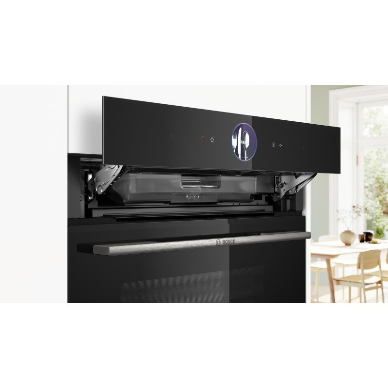 Detalle de Bosch Serie 8 HSG7364B1: Horno eléctrico 71 L con vapor, autolimpieza y control Wi‑Fi
