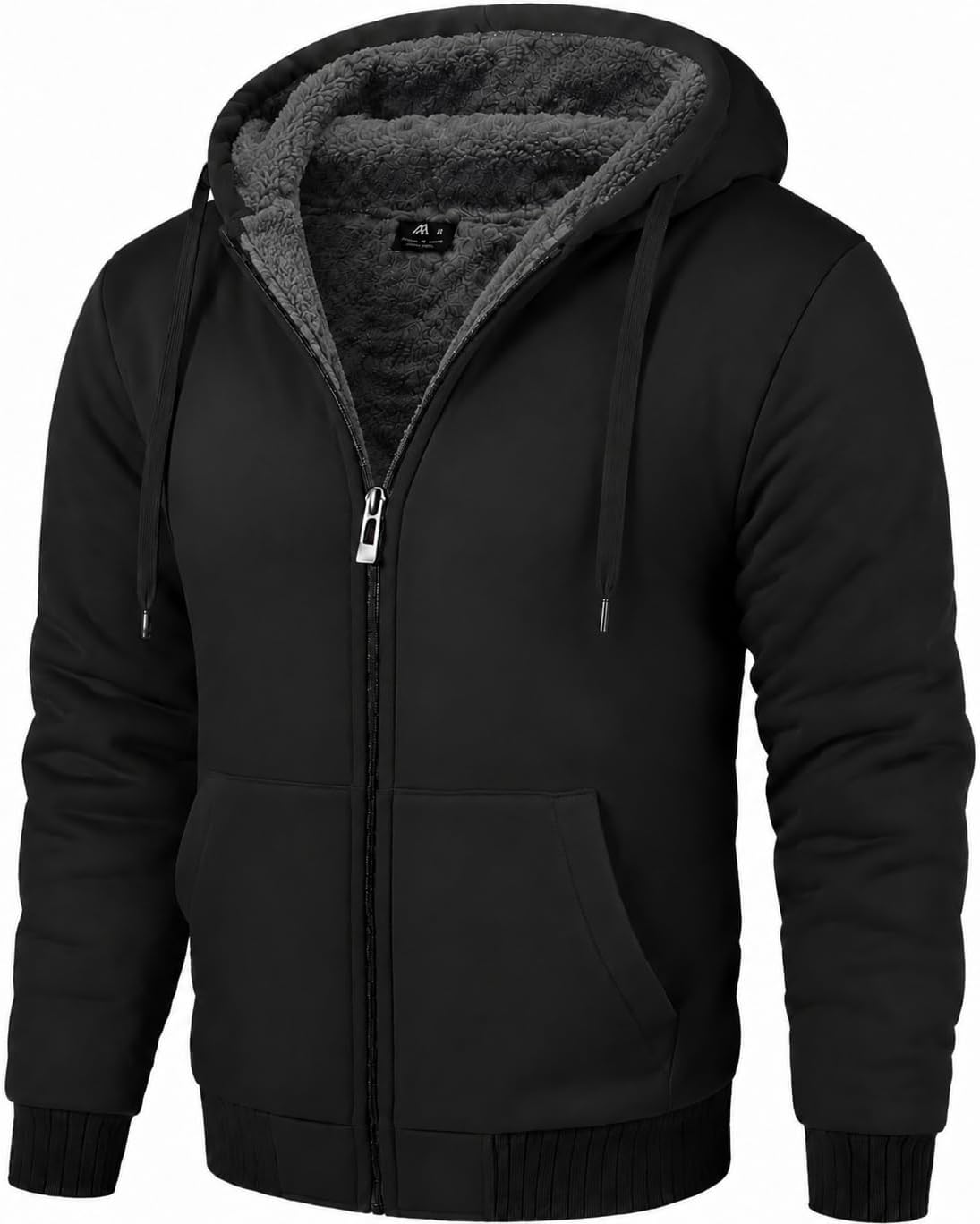 Detalle de ZITY Men's Zip-Up Hoodie, Sherpa-Lined