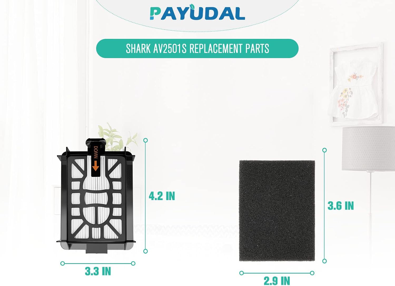 Detalle de PAYUDAL Shark AI Robot Vacuum Filter Kit, 2 HEPA and 4 Foam Filters