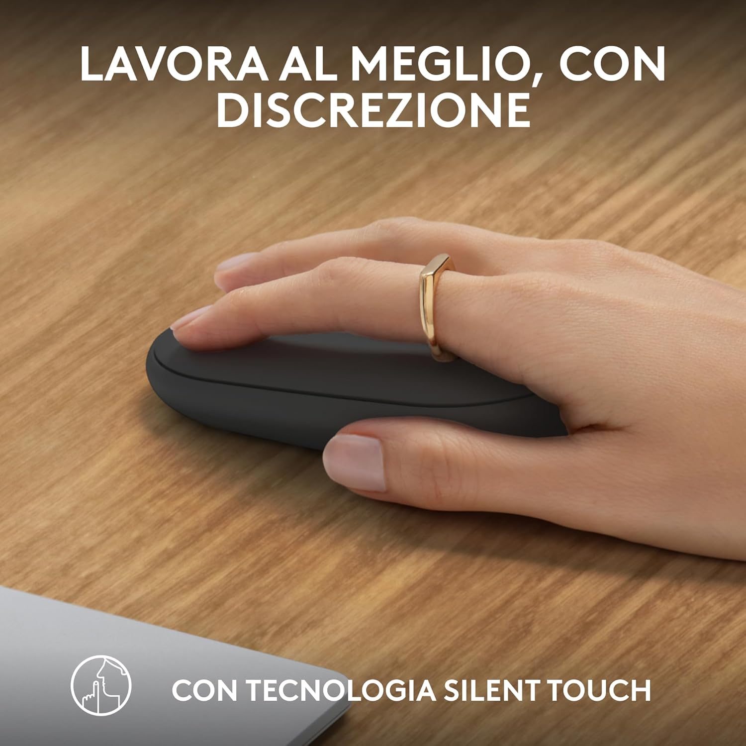 Detalle de Logitech Pebble Mouse 2 M350s: mouse Bluetooth sottile, silenzioso e versatile