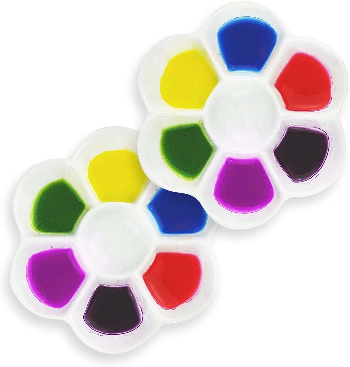 Detalle de SCHPIRERR FARBEN デイジー型磁器製水彩パレット 2枚セット・各7ウェル・5インチ