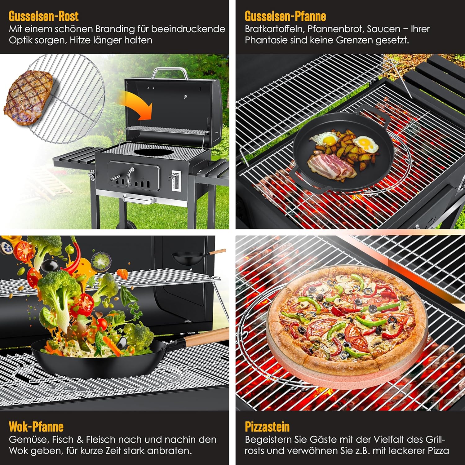 Thumbnail 5 de KESSER® Holzkohlegrill XXL Grillwagen mit Deckel & Thermometer – großer BBQ Kohlegrill Wagen