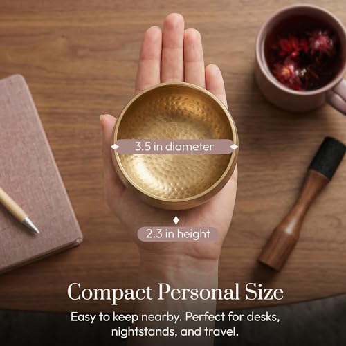 Detalle de Silent Mind Tibetan Singing Bowl Set – Beginner Friendly, Easy to Play with Cushion & Mallet