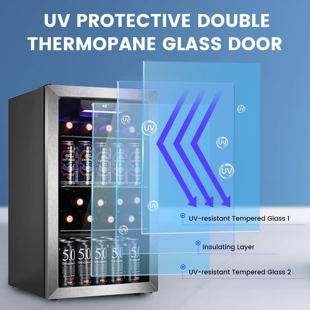 Detalle 1 de Electactic JC-90VEL-F Beverage Refrigerator, 3.2 Cu. Ft., 130-Can Capacity