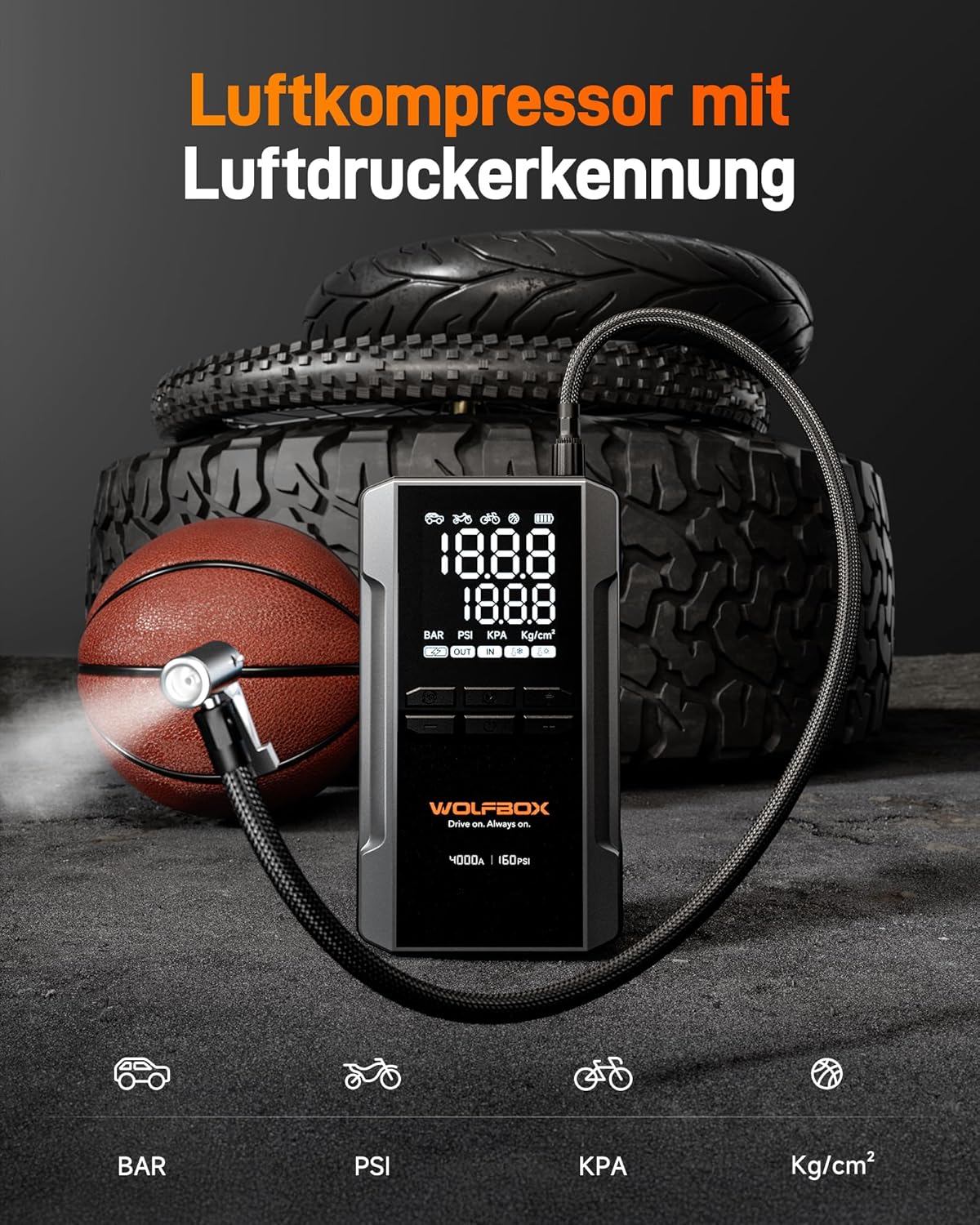 Thumbnail 5 de WOLFBOX 4000A Starthilfe 88,8Wh mit Kompressor