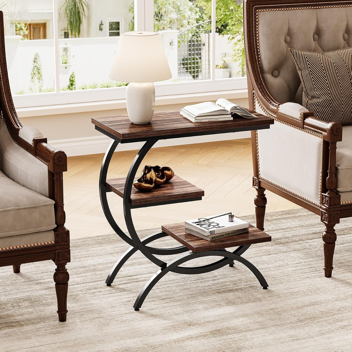Detalle 2 de LITTLE TREE XFVC-HS069 Narrow End Table with 3 Shelves, Rustic Brown