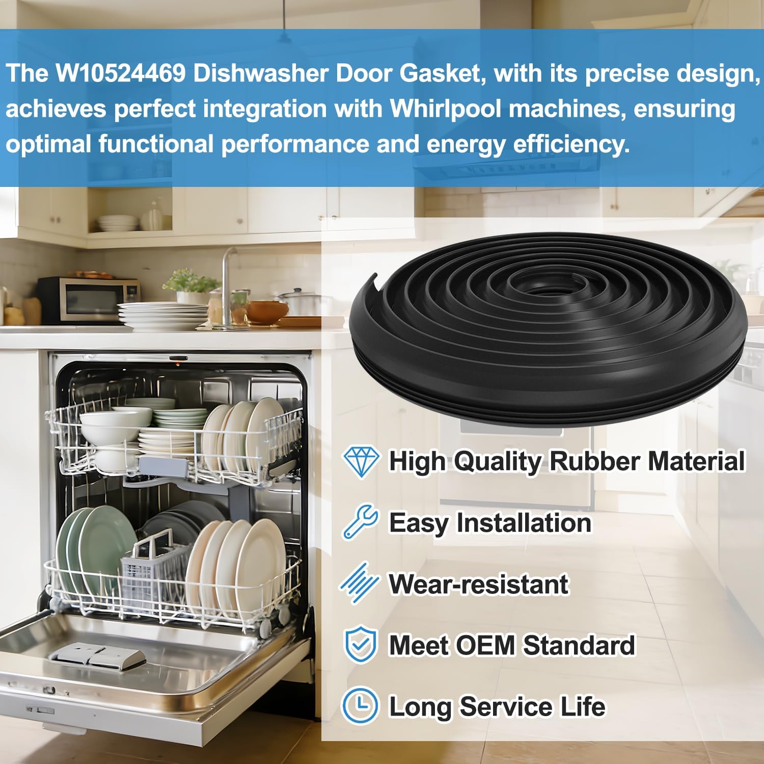 Thumbnail 6 de YEECHUN W10524469 Dishwasher Door Seal Gasket, 79.5-Inch Replacement
