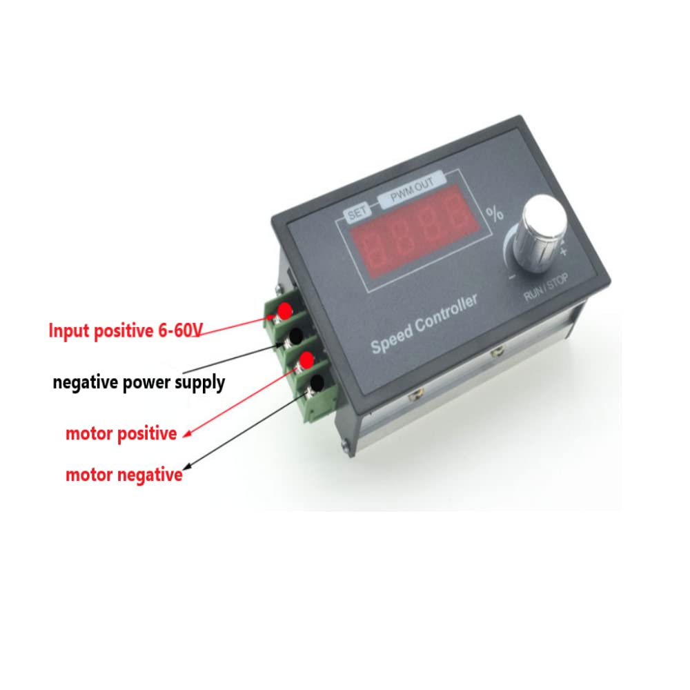 Detalle de Aideepen PWM-motorsnelheidsregelaar 6–60 V, 30 A met draaiknop en display
