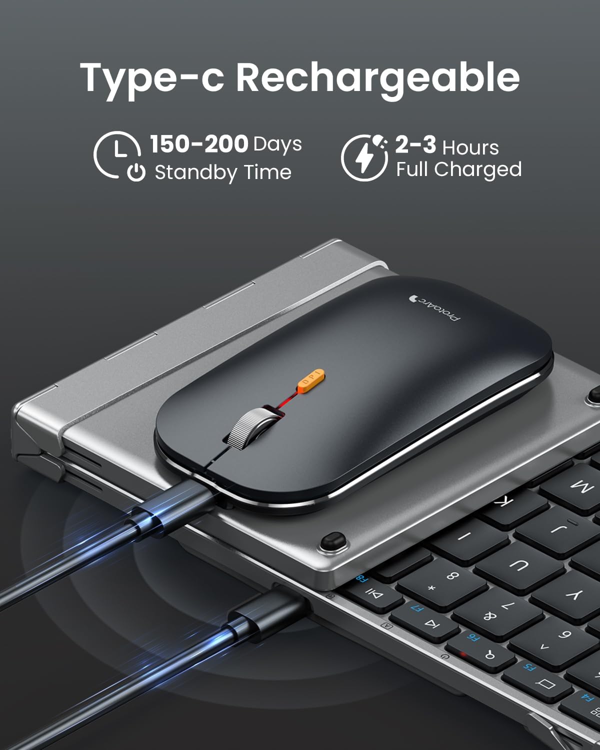 Detalle 2 de ProtoArc XKM01 Full-Size Foldable Keyboard and Mouse Combo, 105-Key