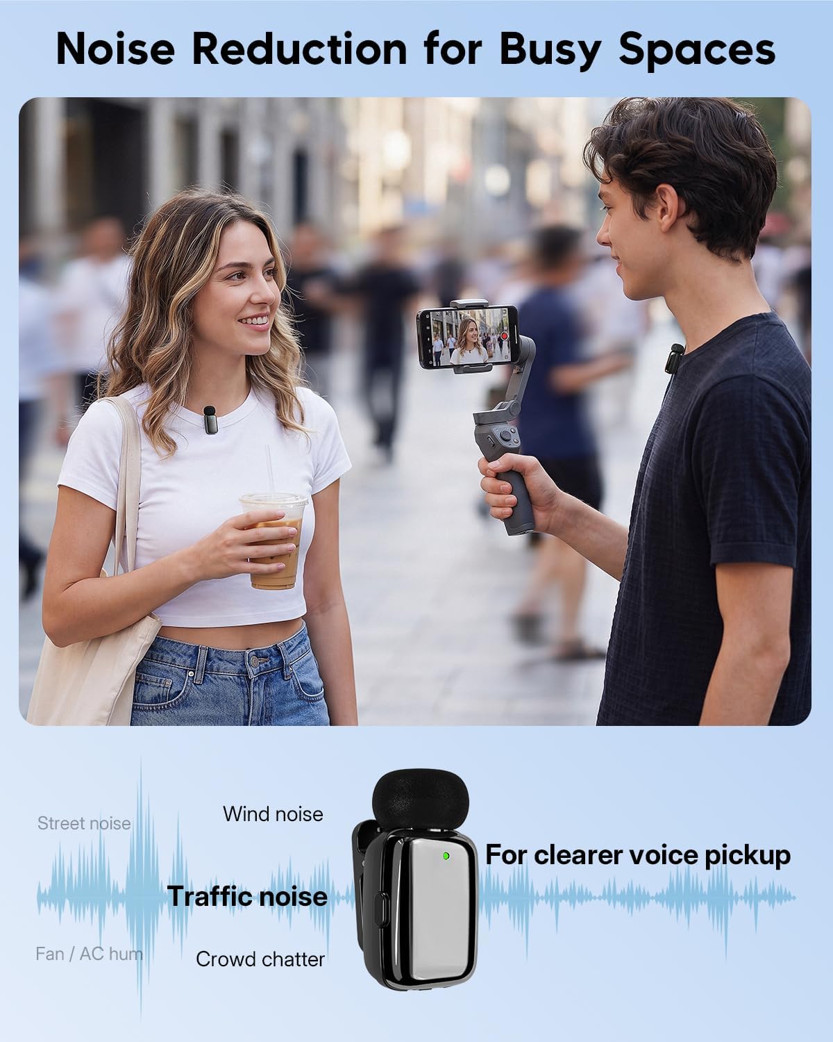 Detalle de ZealSound M6 Mini Wireless Lavalier Microphone with Dual Mics and Noise Reduction