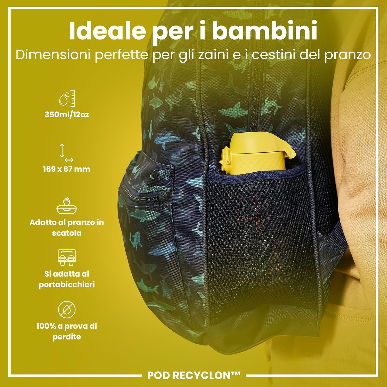 Detalle de Ion8 Borraccia per Bambini 350 ml – a prova di perdite, facile da aprire e lavabile in lavastoviglie