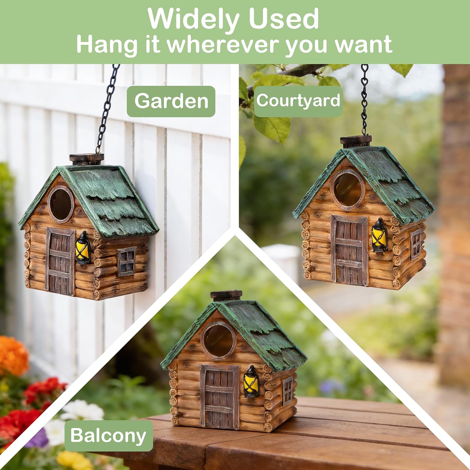 Detalle 2 de Attivolife Real Wood-Look Resin Bird House for Garden