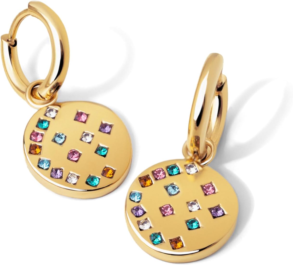 Detalle de SINGULARU Orecchini Cerchio Bling in Acciaio Inossidabile con Placcatura Oro 18 kt