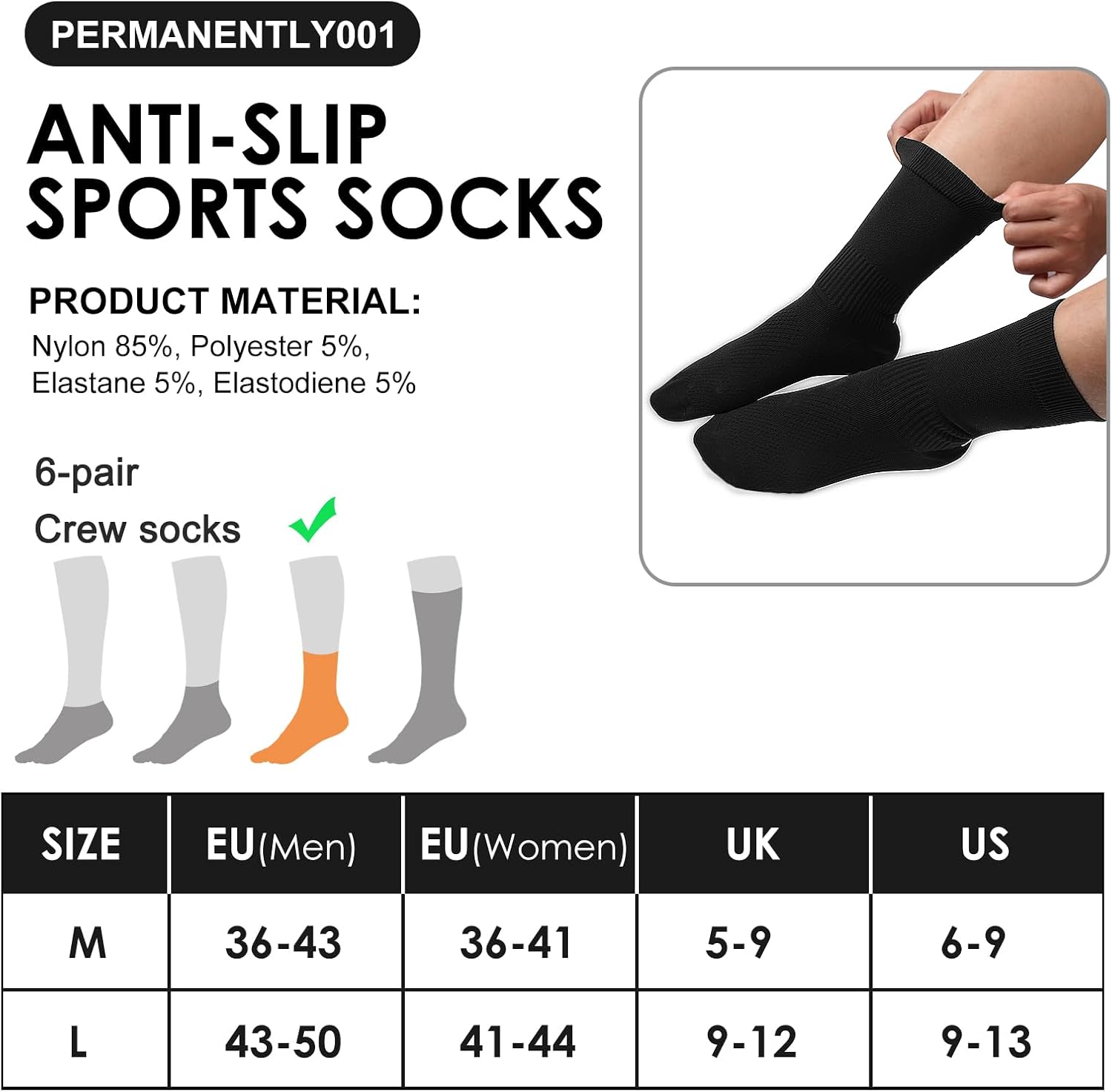 Thumbnail 1 de PERMANENTLY001 FH2501 antislip sportsokken met ademende wreef