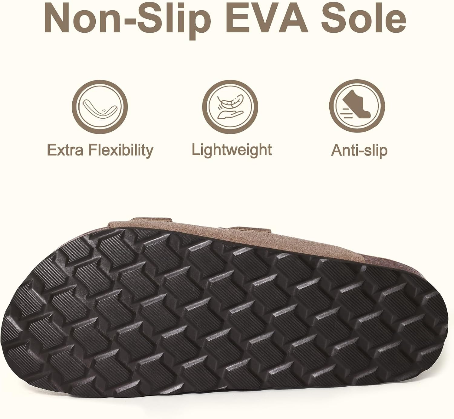 Detalle 2 de KIDMI Women Vegan Sandals Arch Support Cork Footbed Slide, Mocha 5