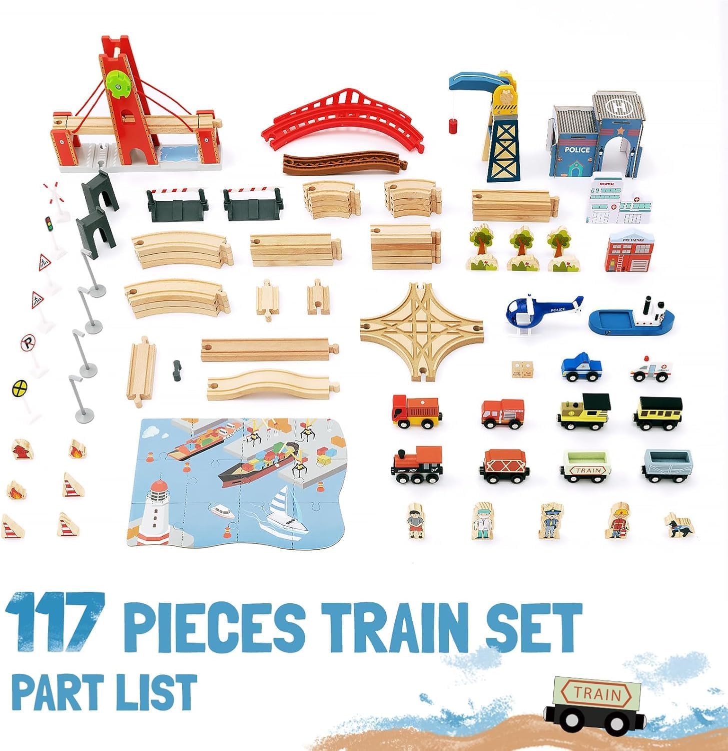 Detalle 2 de Giant bean Holzeisenbahn Set 117 Teile đ