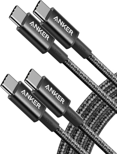 Detalle de Anker 100W USB C to USB C Cable (2-Pack, 1.8m, Black) – Durable Fast-Charging