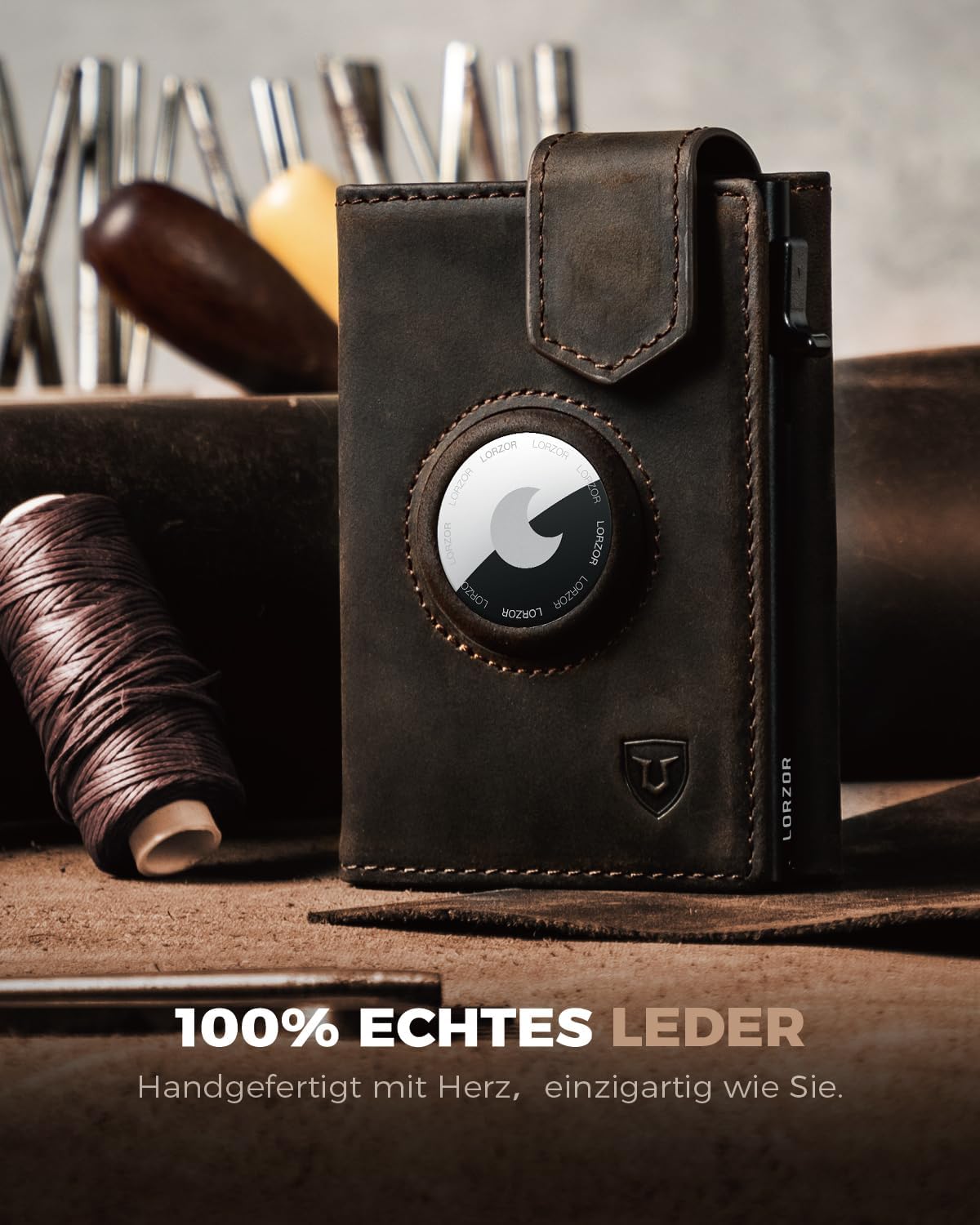 Thumbnail 1 de LORZOR® Design für AirTag Wallet – Slim Wallet mit Münzfach, RFID-Blocker und Aluminium-Kartenbox