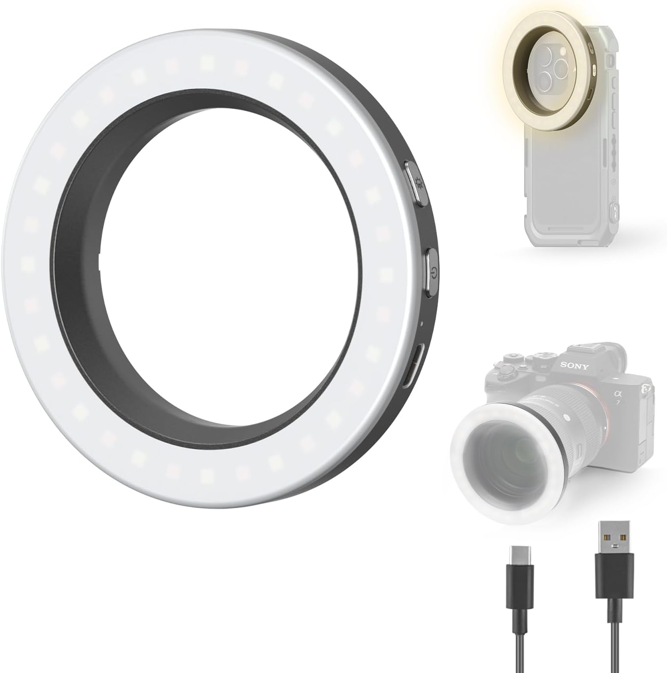 Detalle de SMALLRIG Vibe P30 67mm Ring LED Videoleuchte – Zweifarbiges Licht mit CRI ≥90 für mobile Content-Produktion
