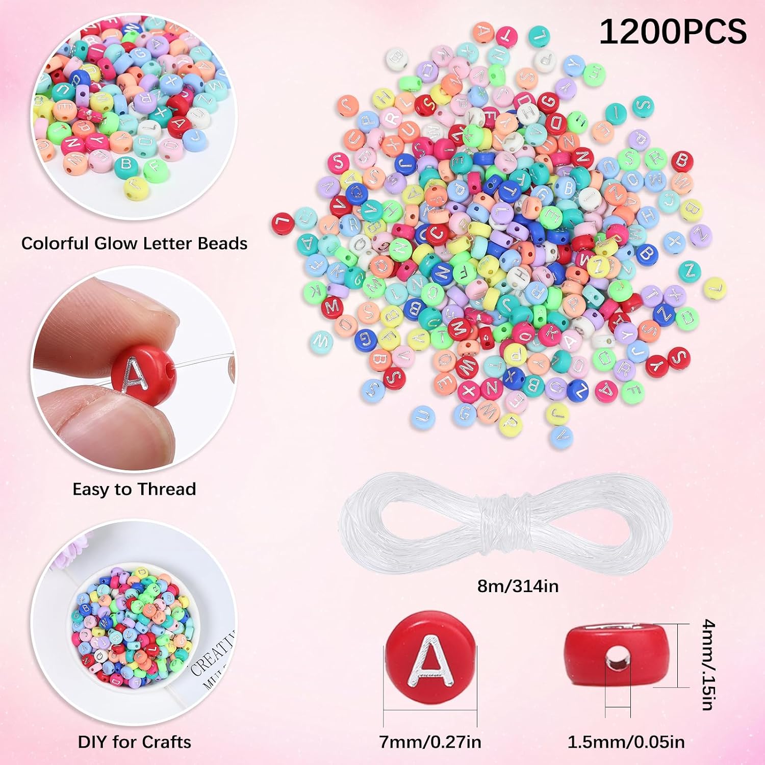 Thumbnail 2 de Song Xi Letter Beads 4 x 7 mm