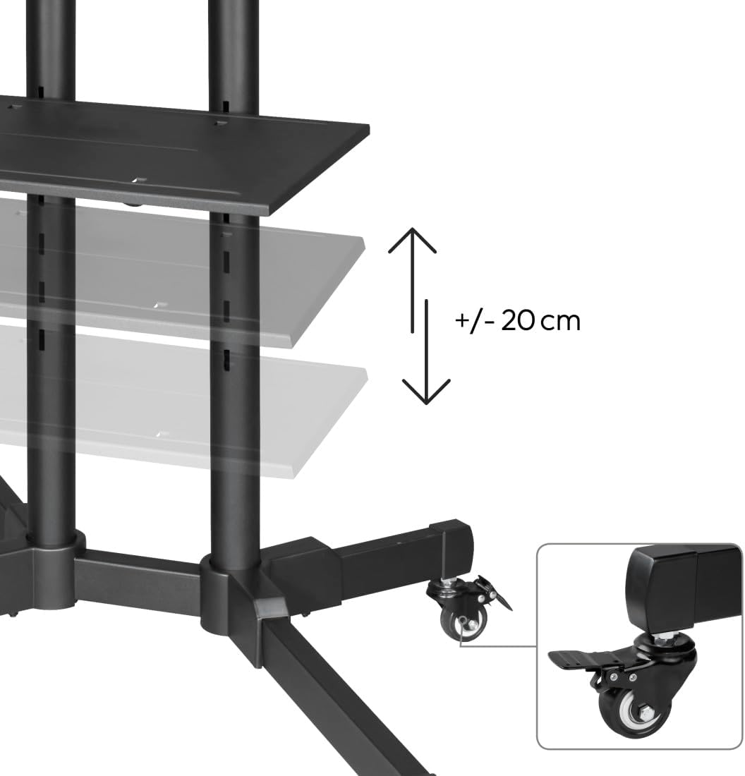 Thumbnail 3 de Hama TV-Ständer rollbar für 32–75 Zoll (TV-Wagen/Trolley) mit höhenverstellbarer Halterung und Rollen