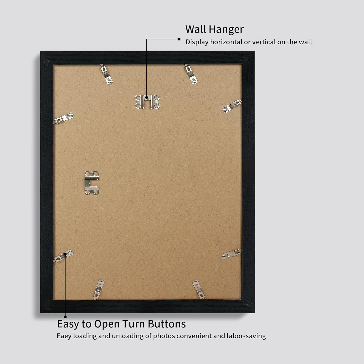 Detalle de iRahmen 11x14 Picture Frame Set of 4 with Tempered Glass in Rustic Black MDF Frames